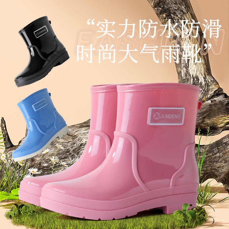 New Fashion Women'S Waterproof Rain Boots All-Match Trend Comfortable Wear-Resistant Warm Water Shoes Kitchen Camping Rain Boots - Image 4